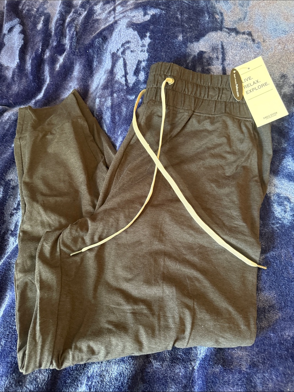 Felina Black Track Joggers with Cream Drawstring